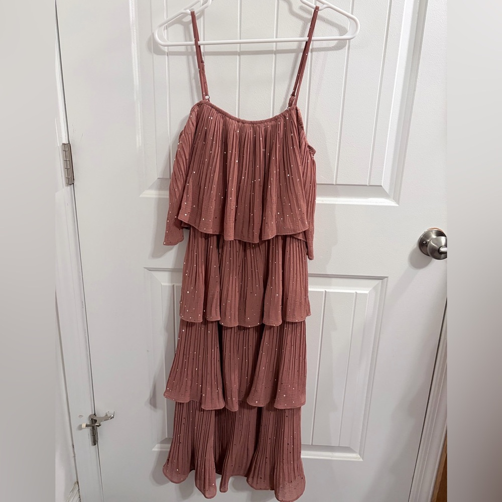 By Together Dusty Rose Textured Sparkly Dress